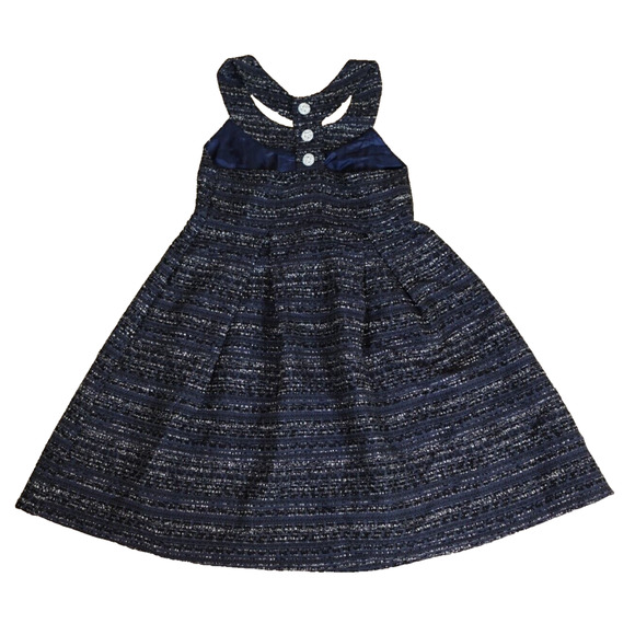 Debra Rodman Women 4 Dress Skater Tweed Grey Black Rhinestone Buttons Y Back - Picture 2 of 9